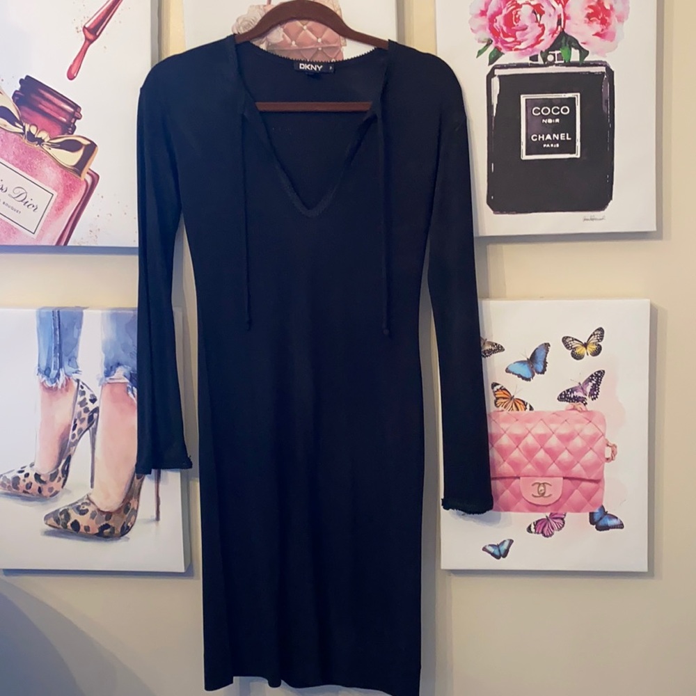 DKNY fitted dress black, size Petite